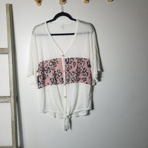 NWOT CY FASHION WOMEN'S LEOPARD PRINT OVERSIZED BLOUSE SIZE LARGE